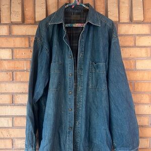 St. John's Bay Men's Denim Blue Shirt Flannel Lined Jacket